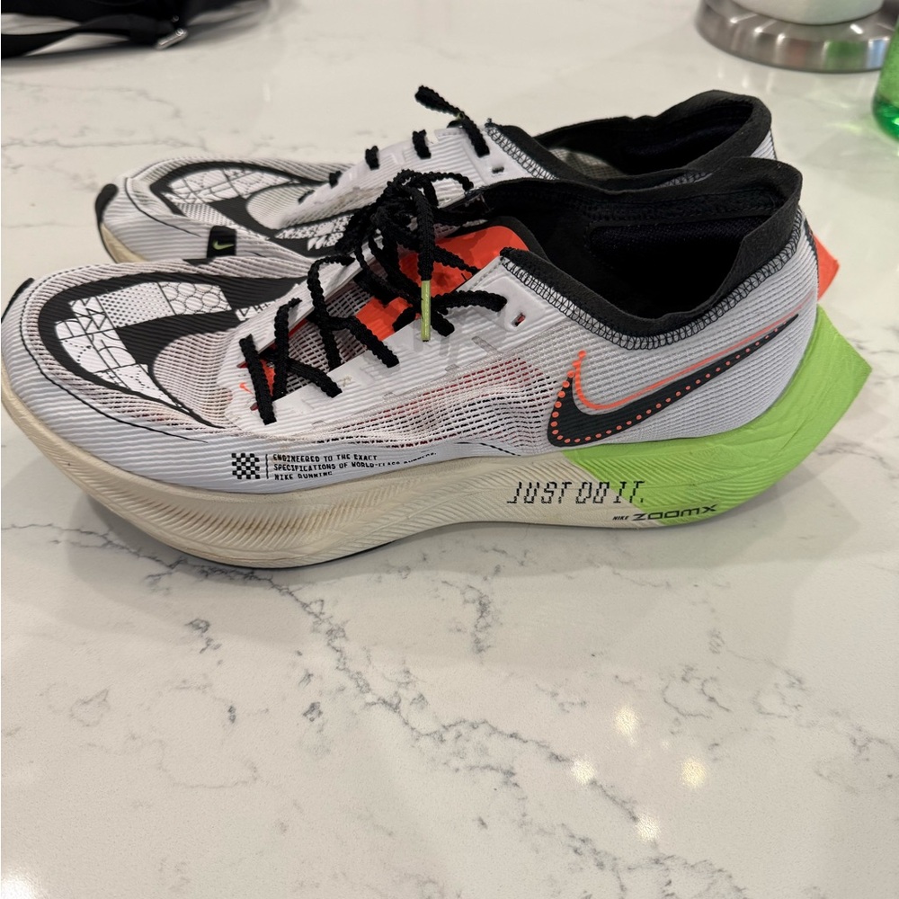 Nike ZoomX White and Black with Red and Green Accents